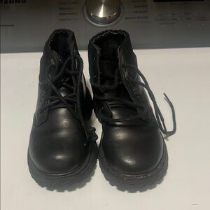 Kids Black Leather Boots